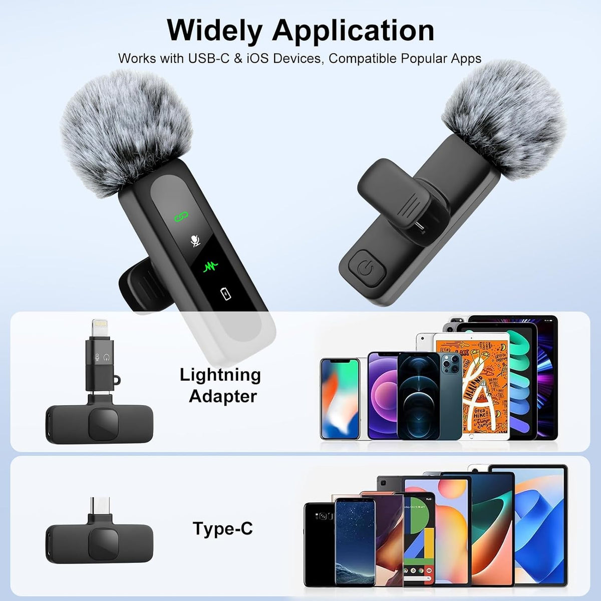 YUANRAN Mini micrófono inalámbrico para iPhone, micrófono de solapa...