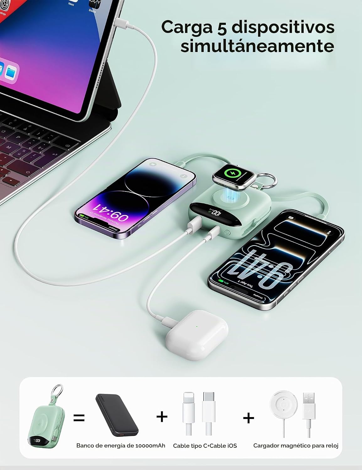 BLJIB Cargador portátil 10000mAh 22.5W Banco de energía incorporado...