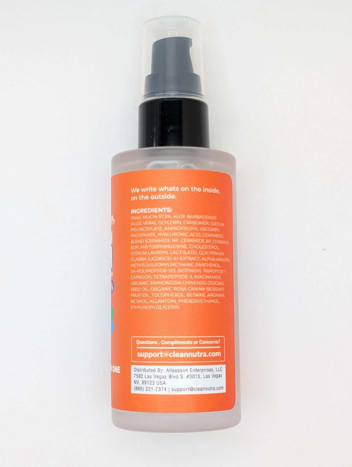 Clean Beauty Suero de mucina de caracol con vitamina C, suero facia...