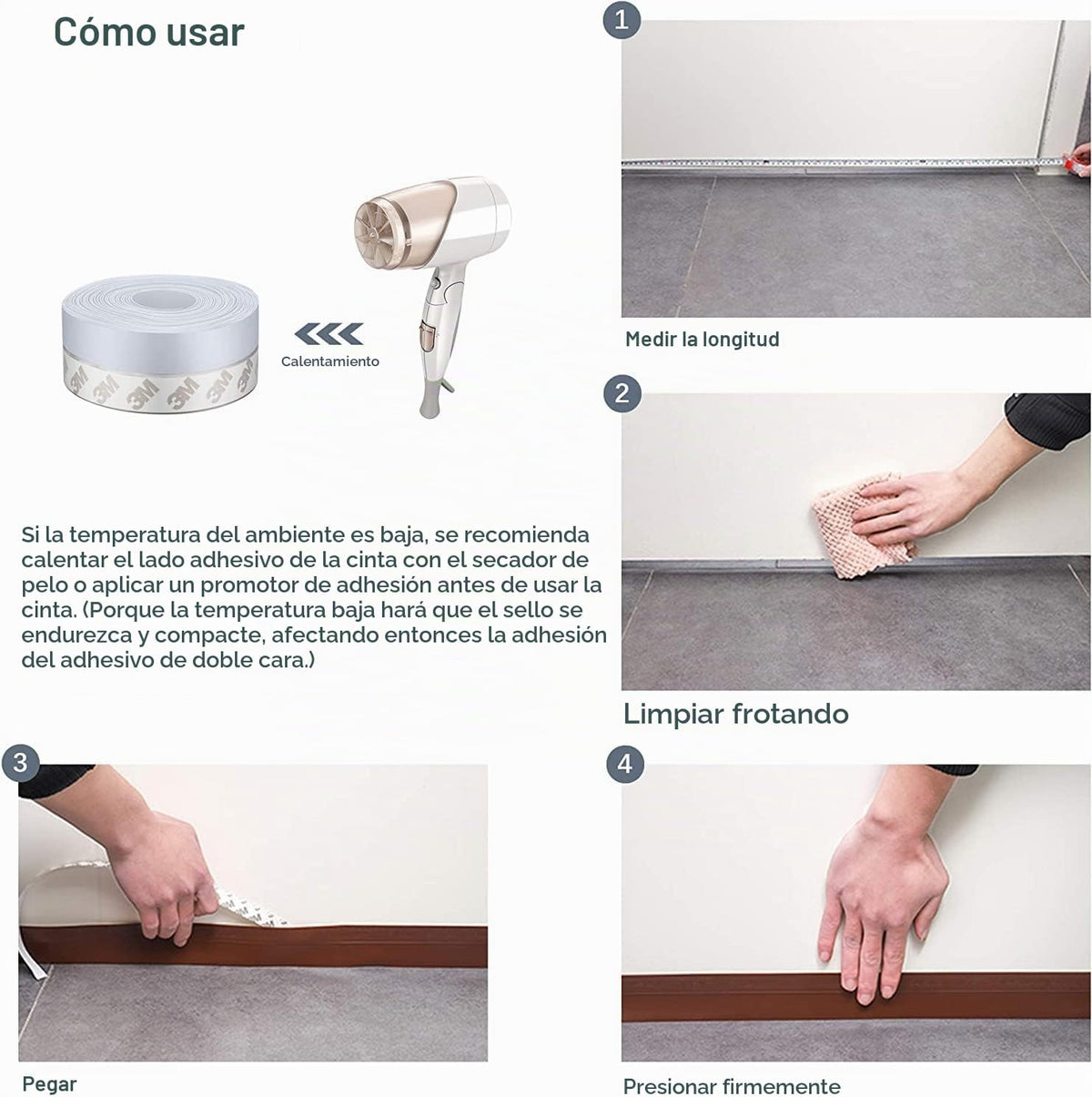 TAROSE Burlete para puerta, 33 pies de largo, marrón (0.984 in de a...