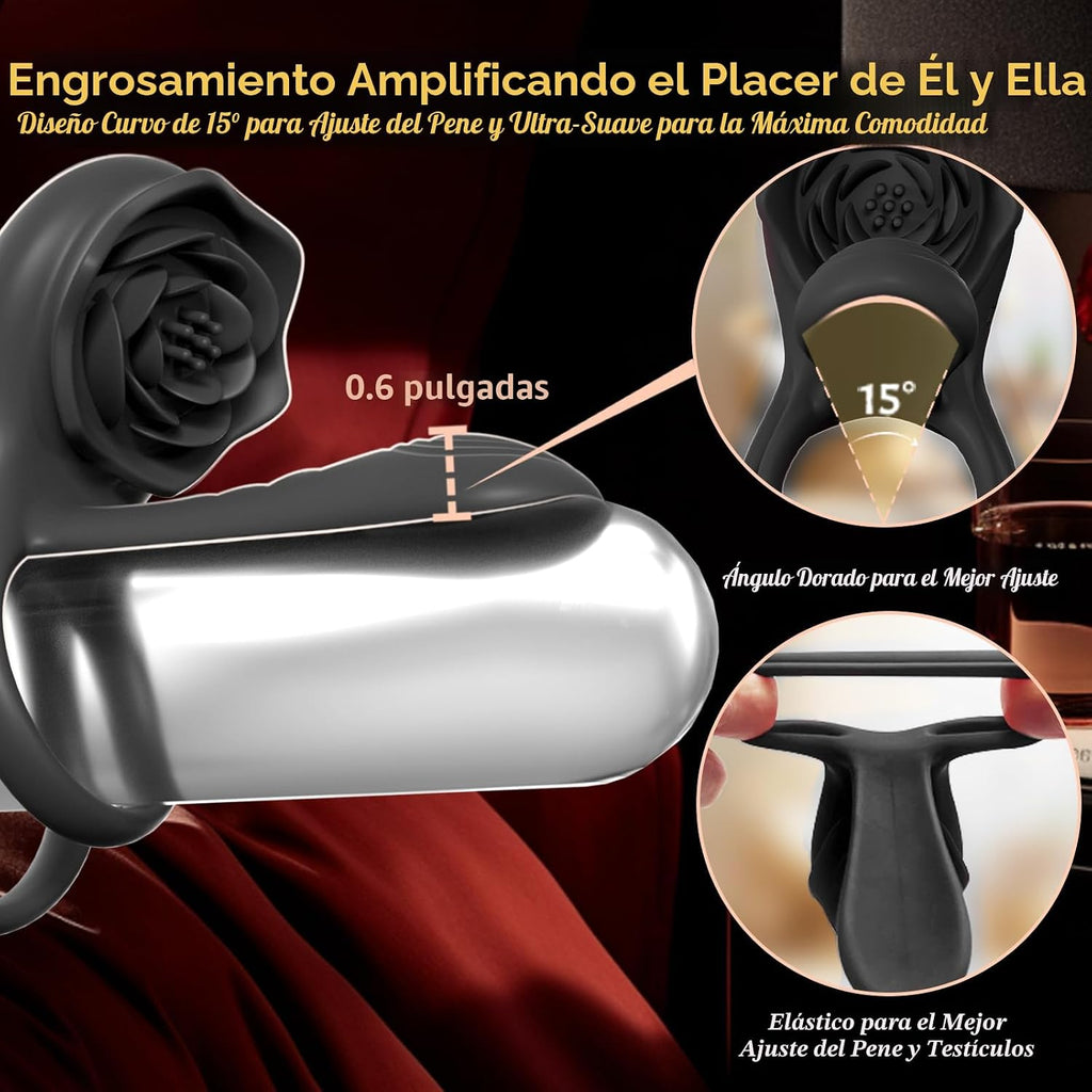 MOVGANI - Extensor de pene rosa 4 en 1 con vibrador de clítoris de...