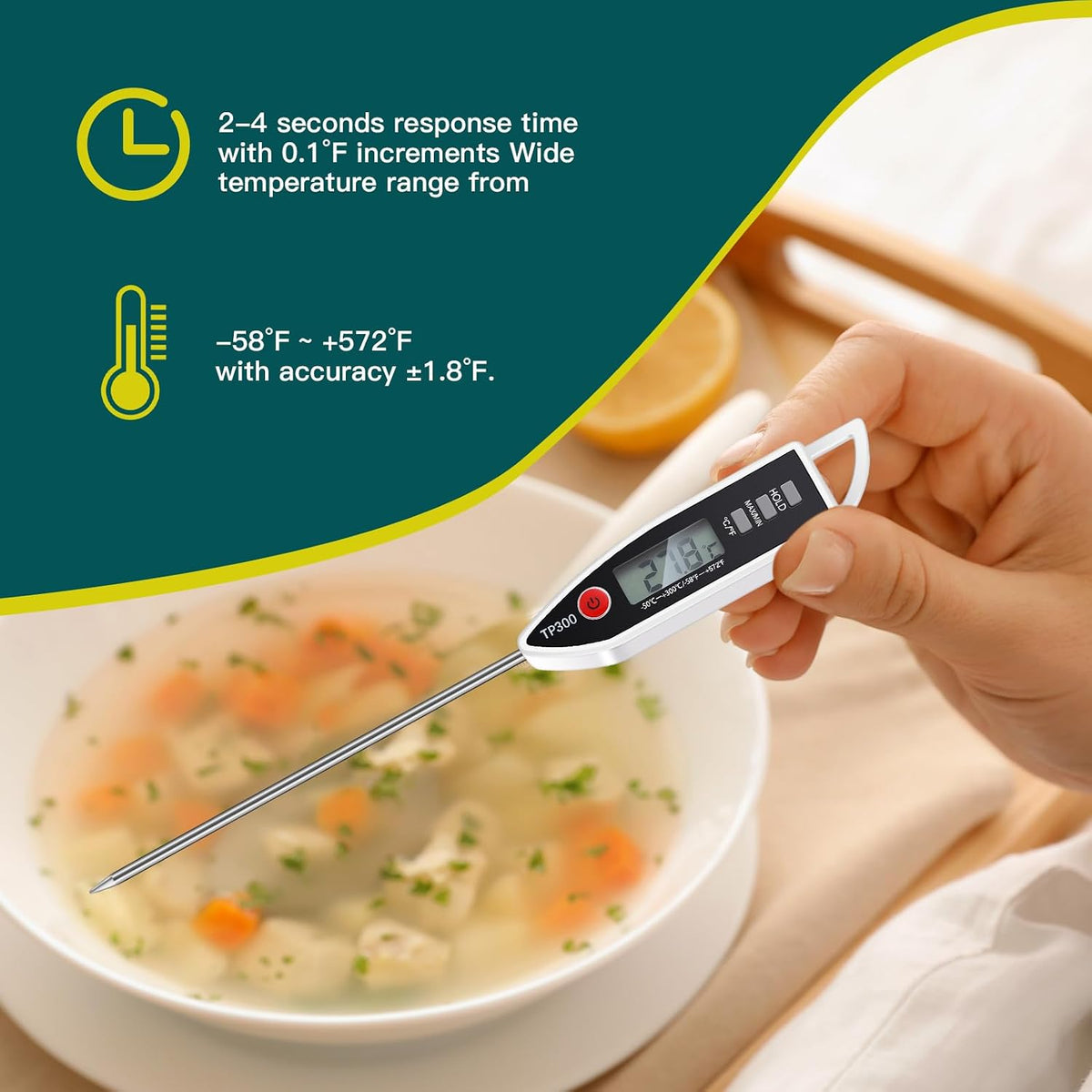 Copkim Juego de 6 termómetros digitales para alimentos con sonda la...