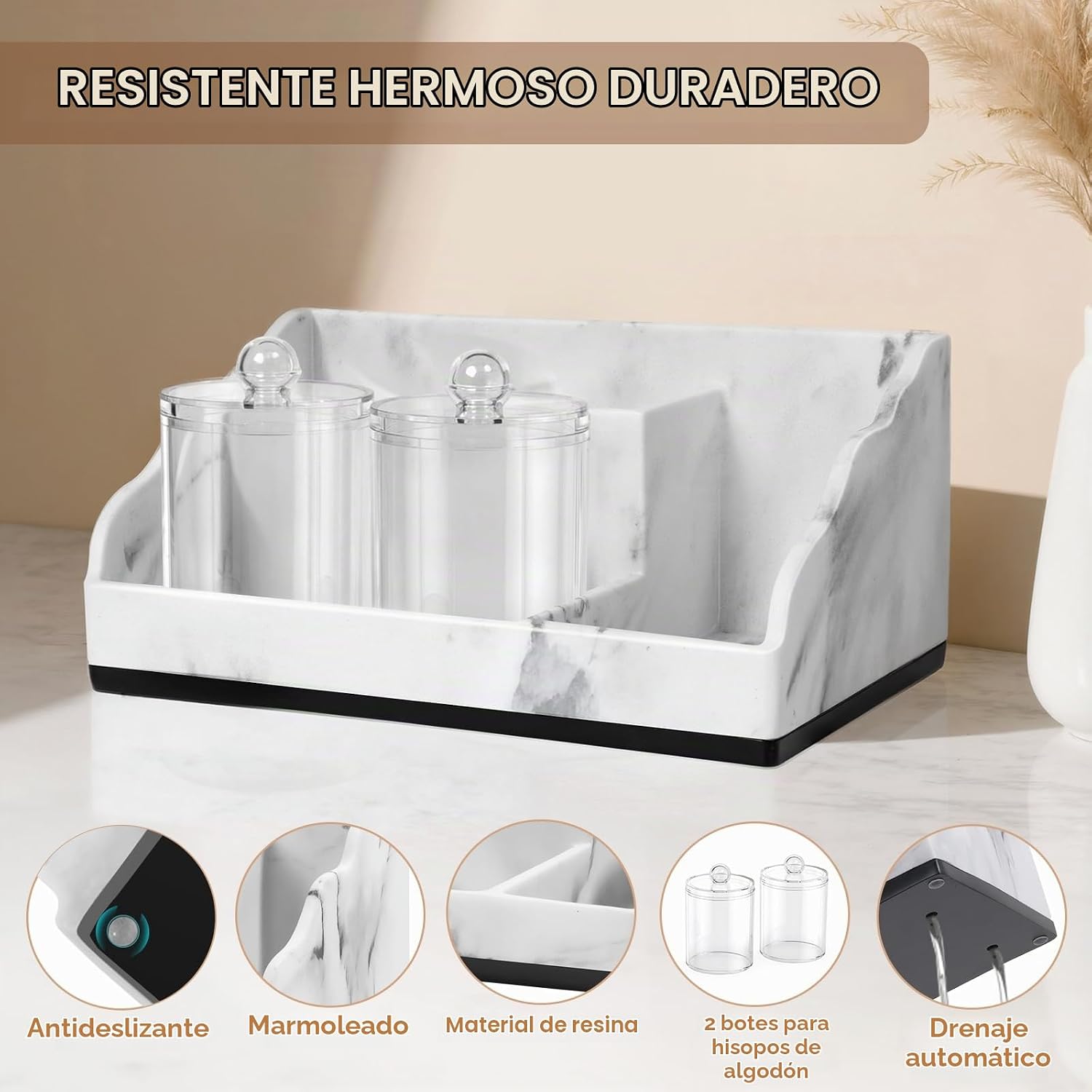 TuCao Organizador de Encimera de Baño de Mármol, Portacepillos de D...