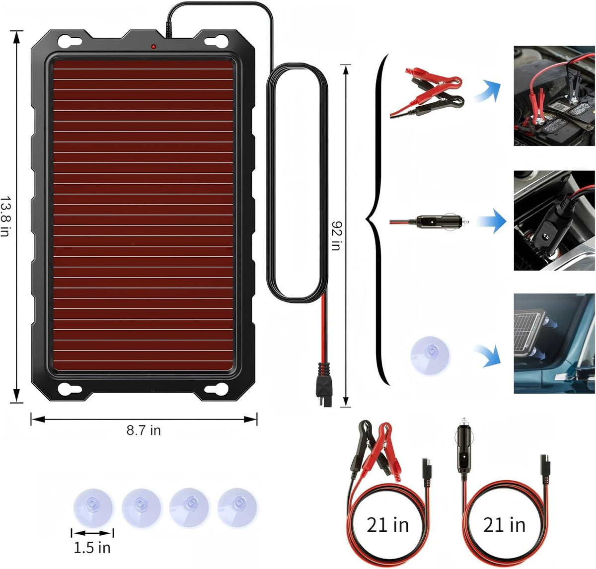 POWOXI 3.3W 12V Cargador de batería solar Kit de mantenimiento de g...