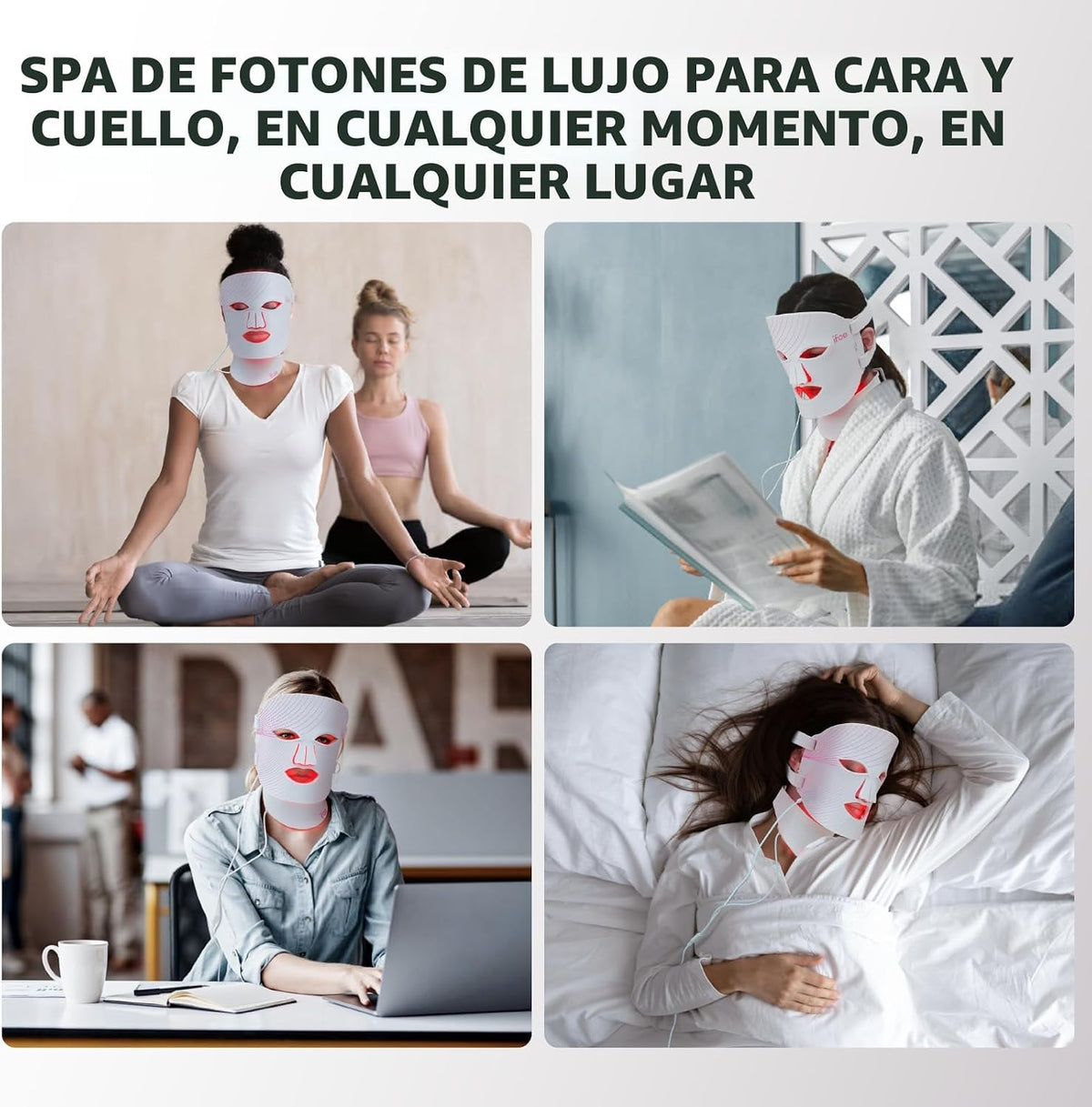 Máscara de terapia de luz roja para cara y cuello con 396 LED | 850...