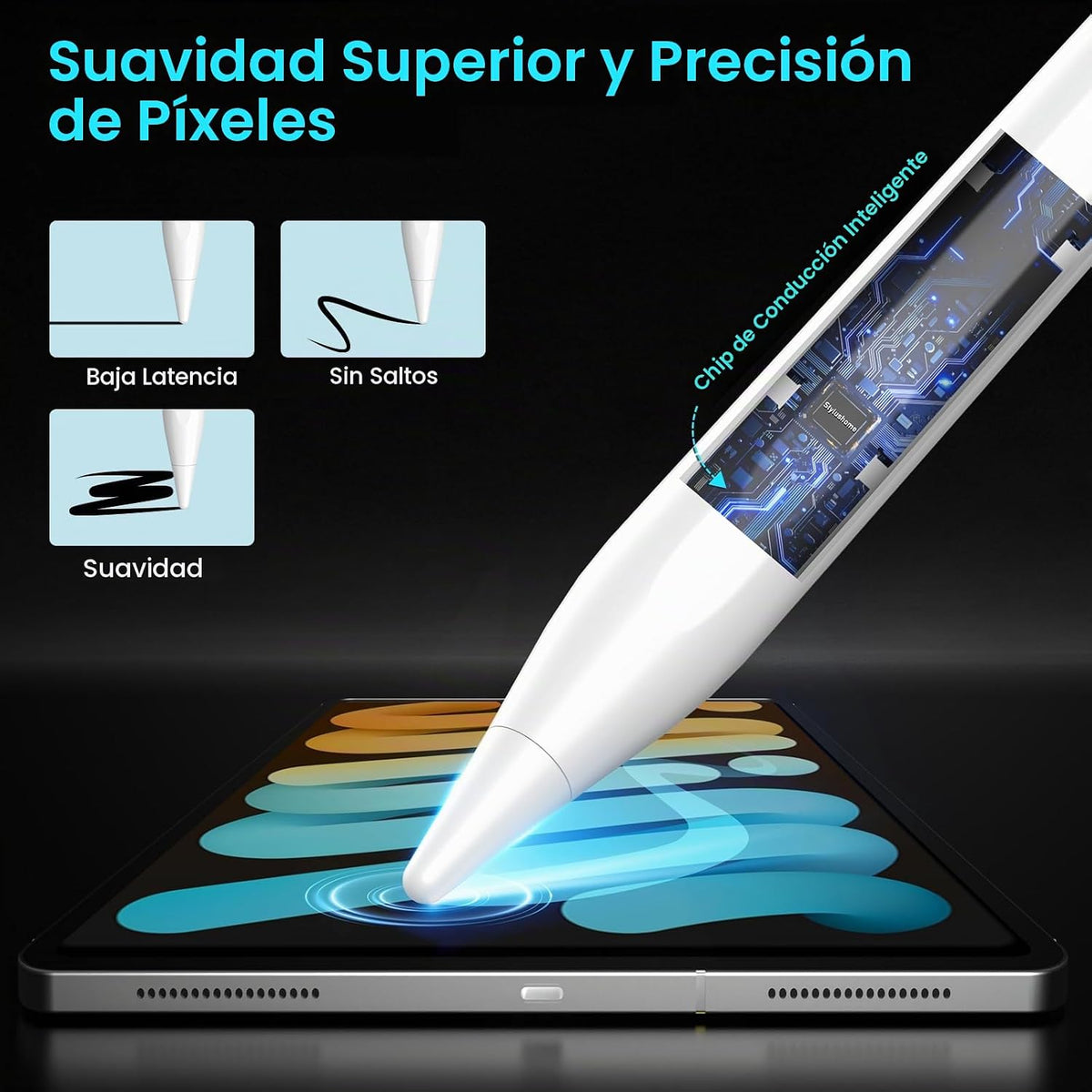 Lápiz óptico para iPad 2026-2018, batería larga de 35 horas, rechaz...