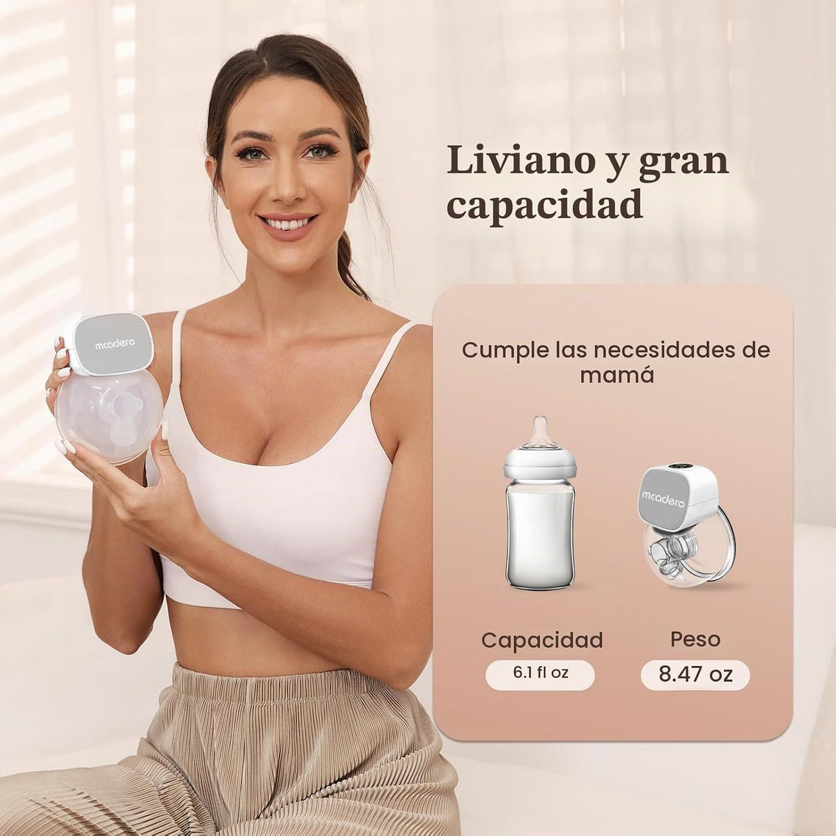 Mcadero Extractor de leche eléctrico M5 - Bomba manos libres portát...