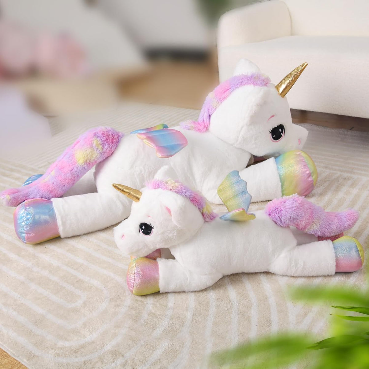 FFxiong Almohada de Juguete de Peluche de Unicornio Grande de 24 Pu...