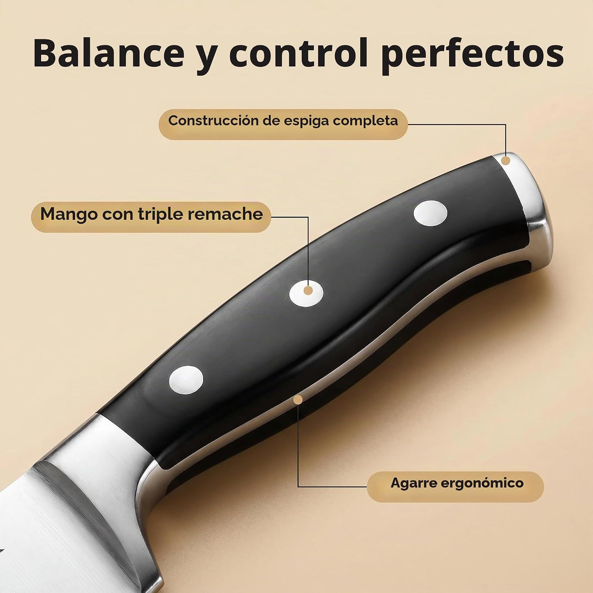 McCook® Juego de cuchillos de acero inoxidable alemán con afilador...