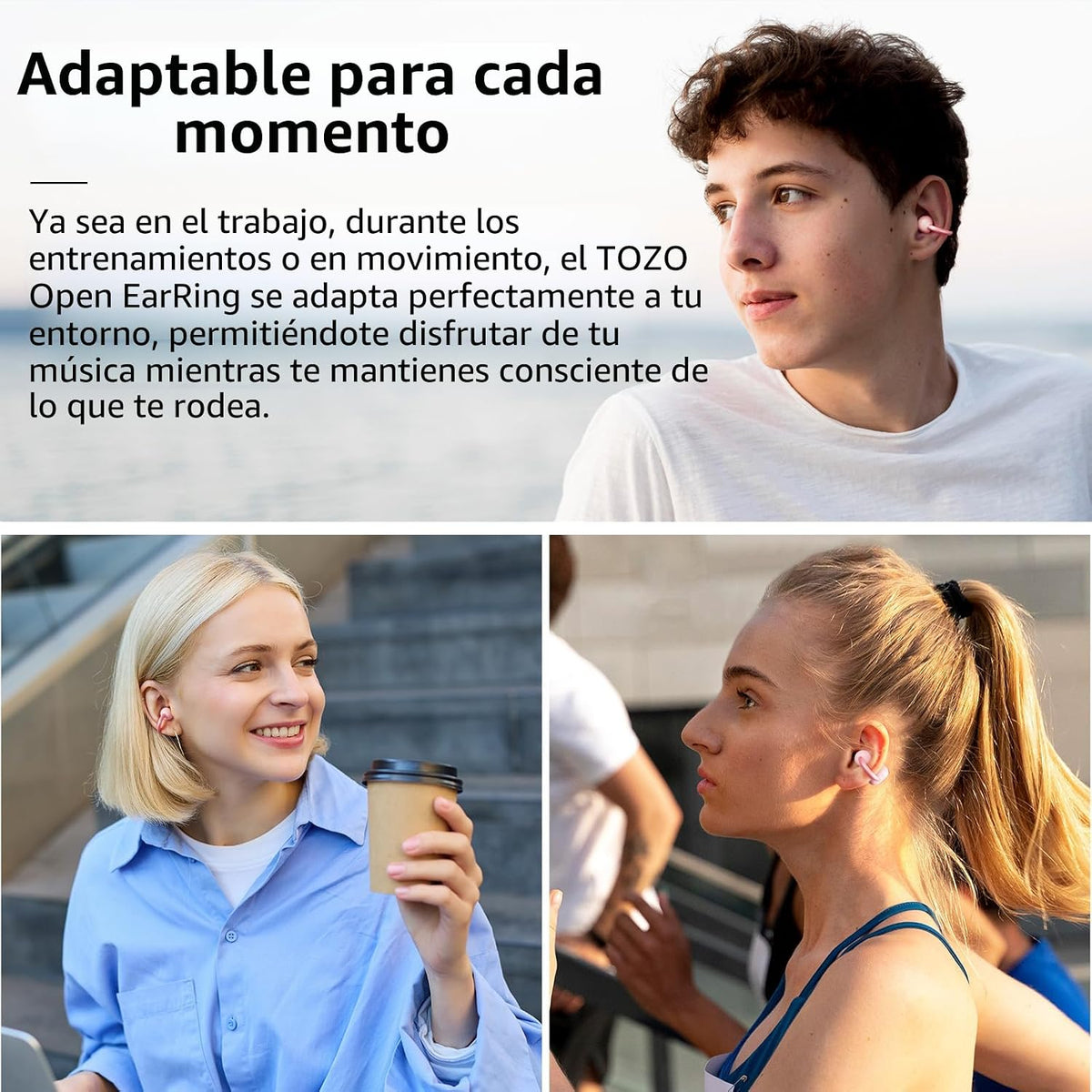 TOZO OpenEarRing - Auriculares de oreja abierta 40H Bluetooth 5.4 l...
