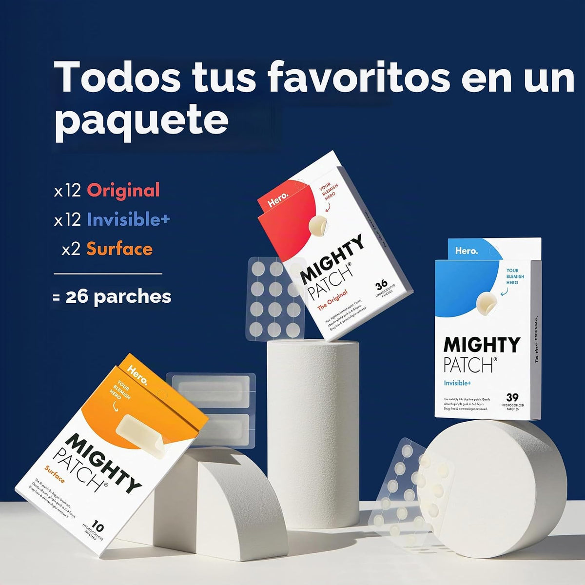 Mighty Patch Hero Cosmetics Paquete variado de parches para espinil...