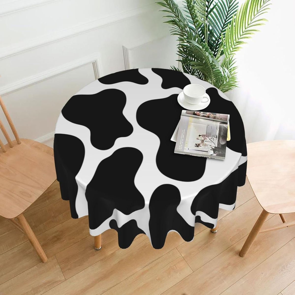 KTLYSMDX Mantel redondo de vaca Stria de 60 pulgadas, tela decorati...