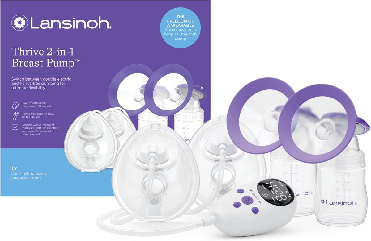Lansinoh Thrive - Extractor de leche 2 en 1, vasos eléctricos y man...