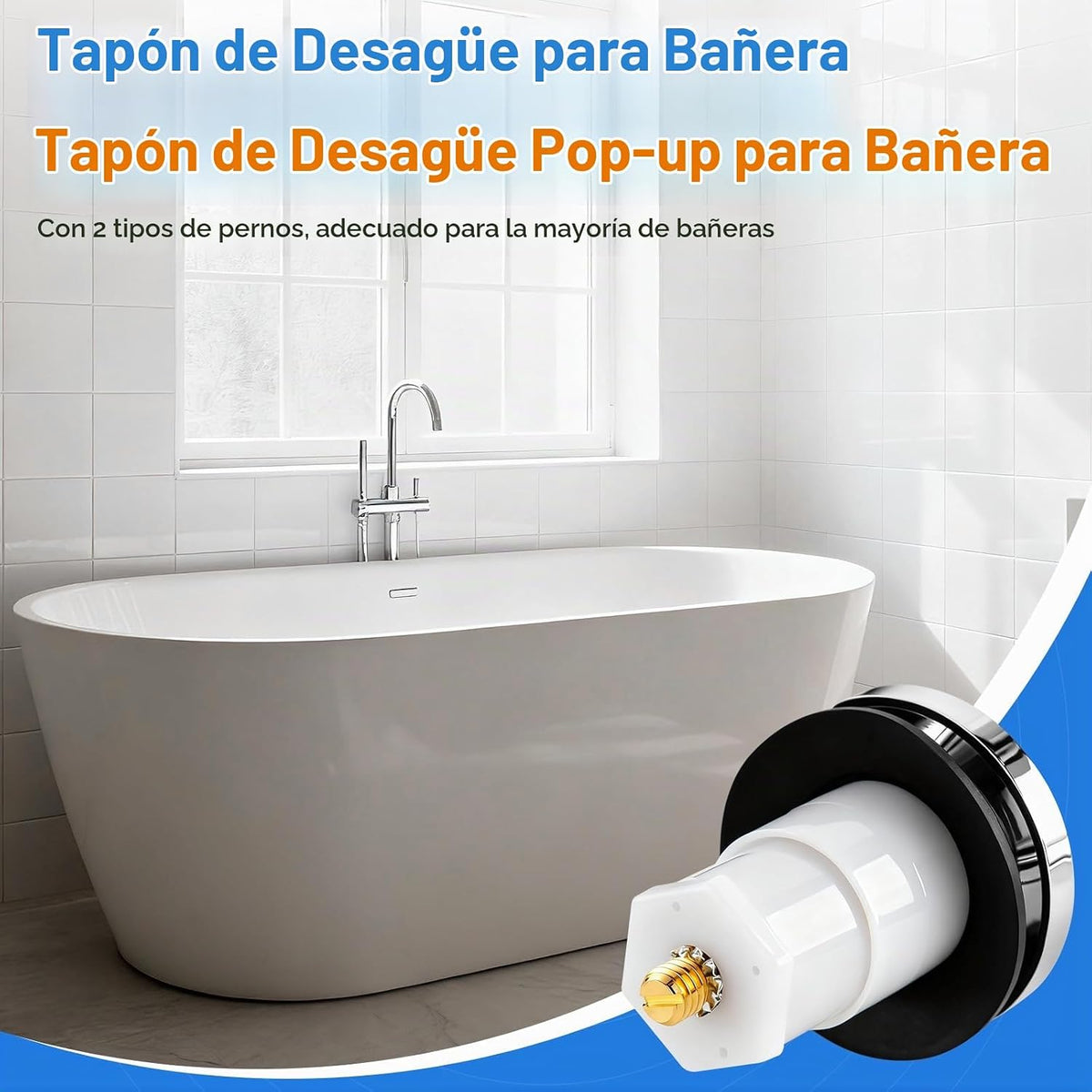 1 juego de tapón de drenaje de bañera con adaptador de pernos de ro...