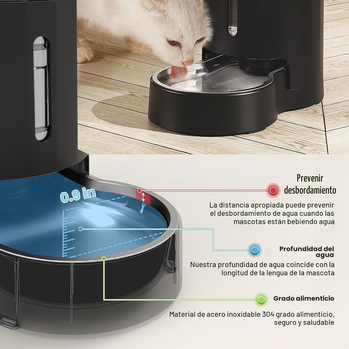 CZPET - Dispensador automático de agua de 4L con filtro para perros...