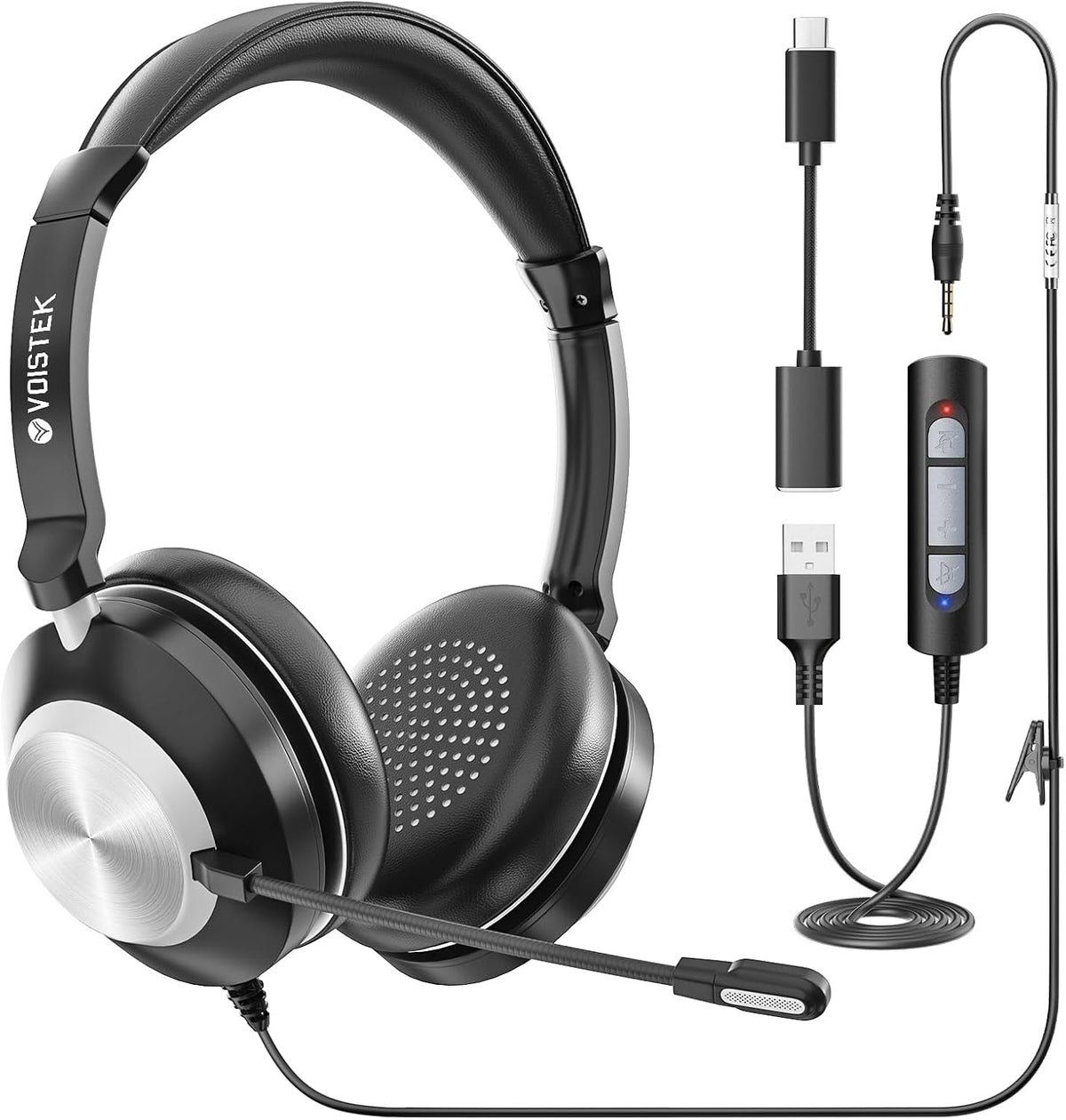 Voistek Auriculares USB con micrófono para PC y laptop, auriculares...
