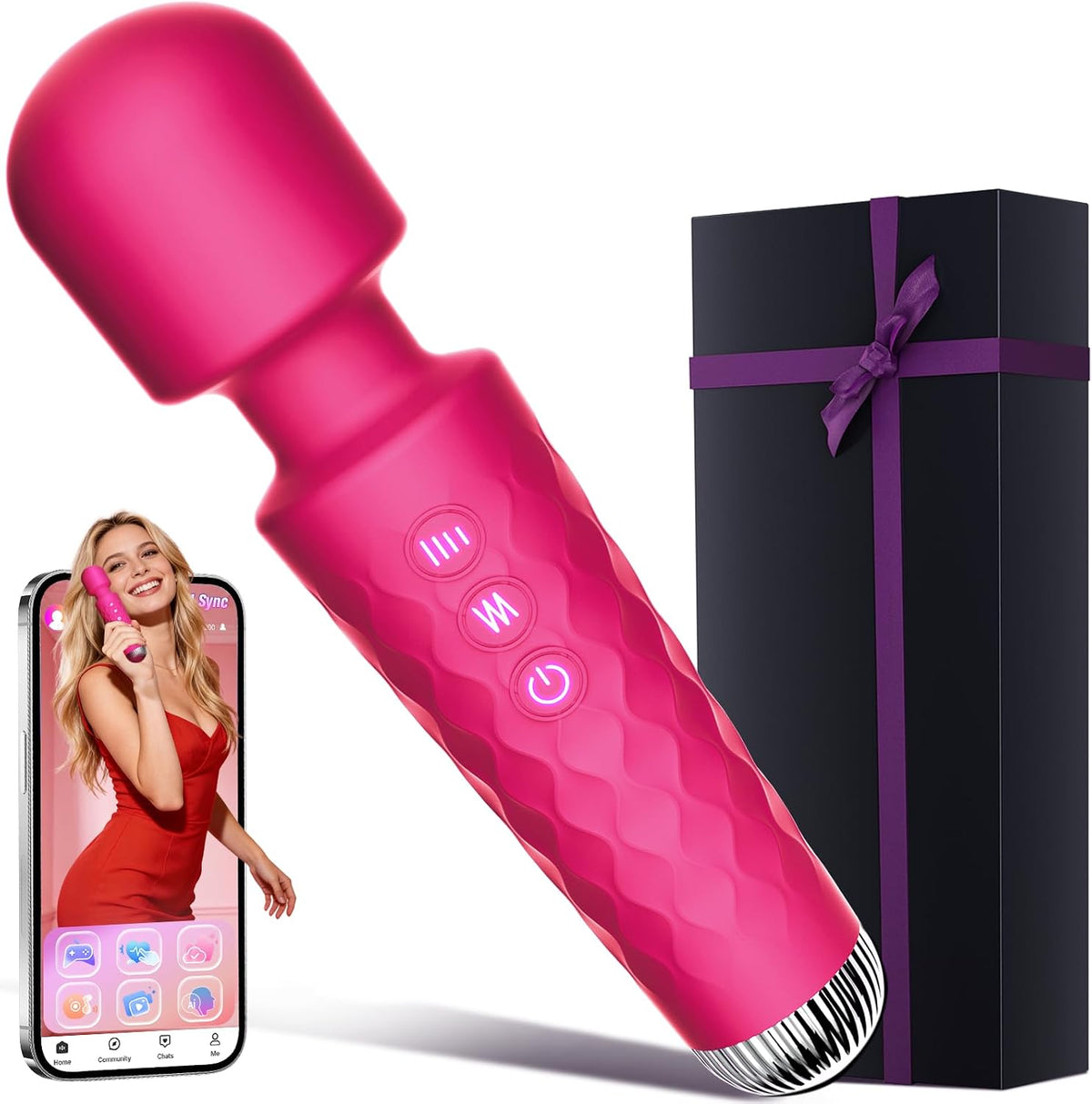 Allovü Vibrador masajeador de varita para mujer, vibrador de clítor...