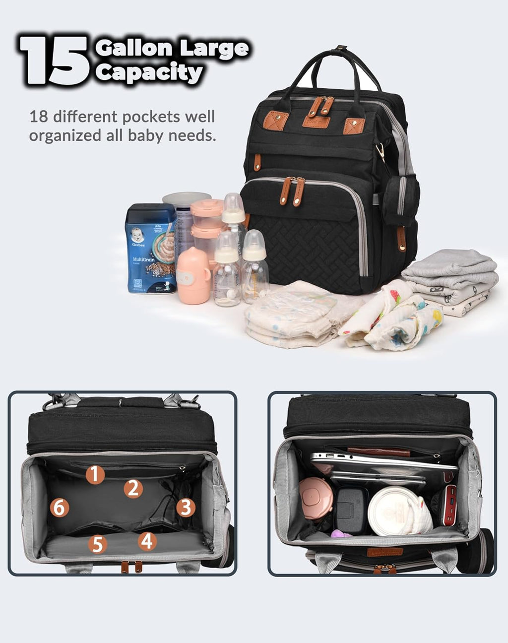Astro alan - Bolsas de pañales para bebé con cambiador, mochila imp...