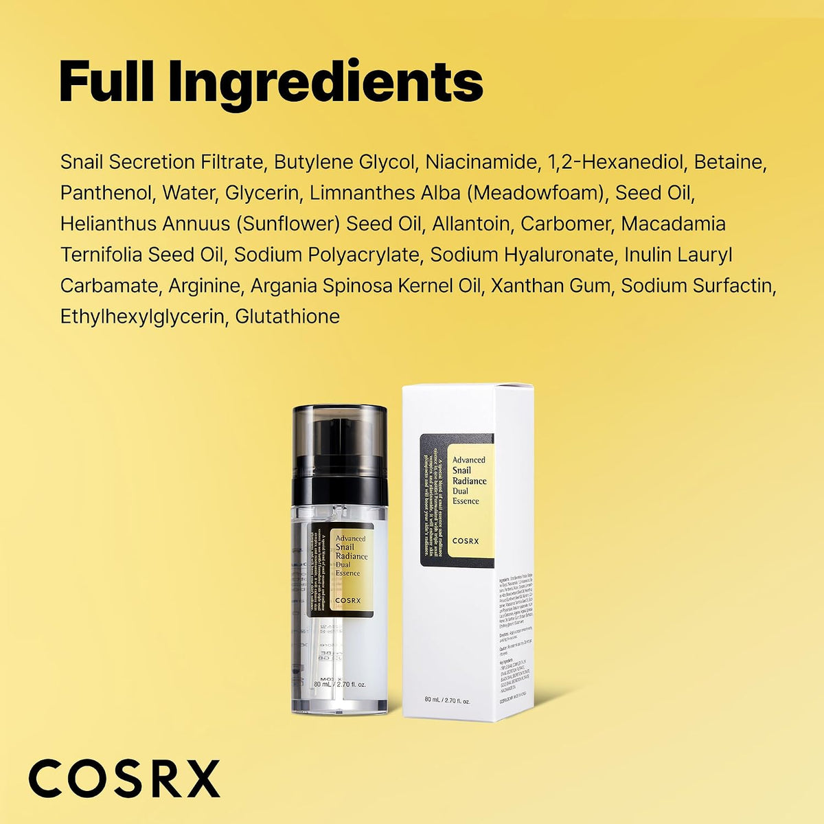 COSRX Snail Mucin 74% + Niacinamida 5% Suero de doble cara, 2.7 oz...