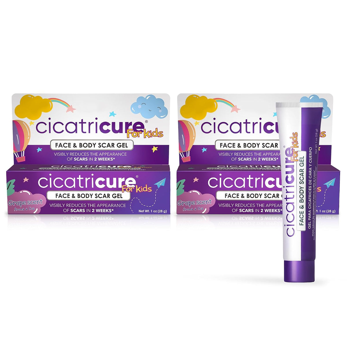 Cicatricure Gel avanzado para cicatrices para niños, aroma a uva, 1...