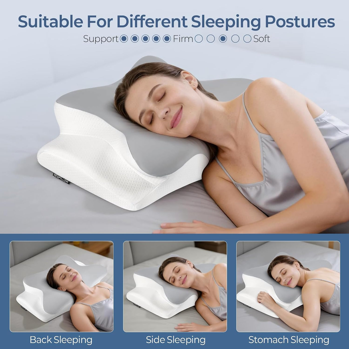 Almohada cervical para el cuello para aliviar el dolor, almohada er...