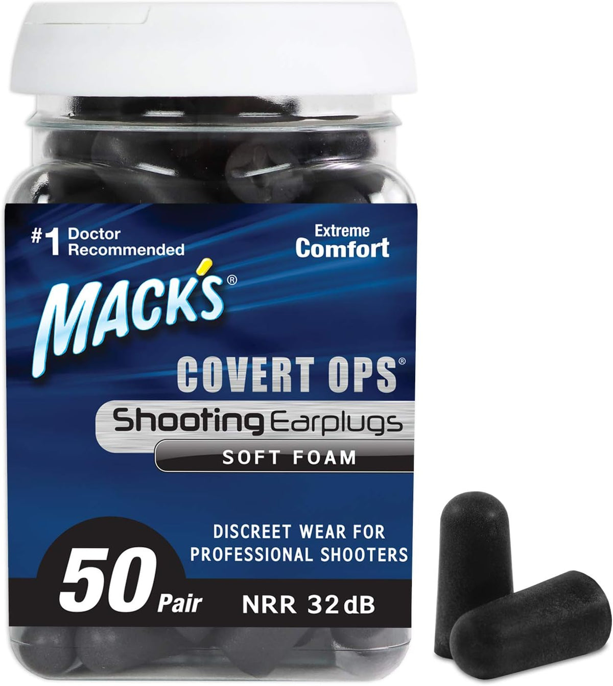 Mack's Tapones para los oídos de espuma suave Covert Ops para d...
