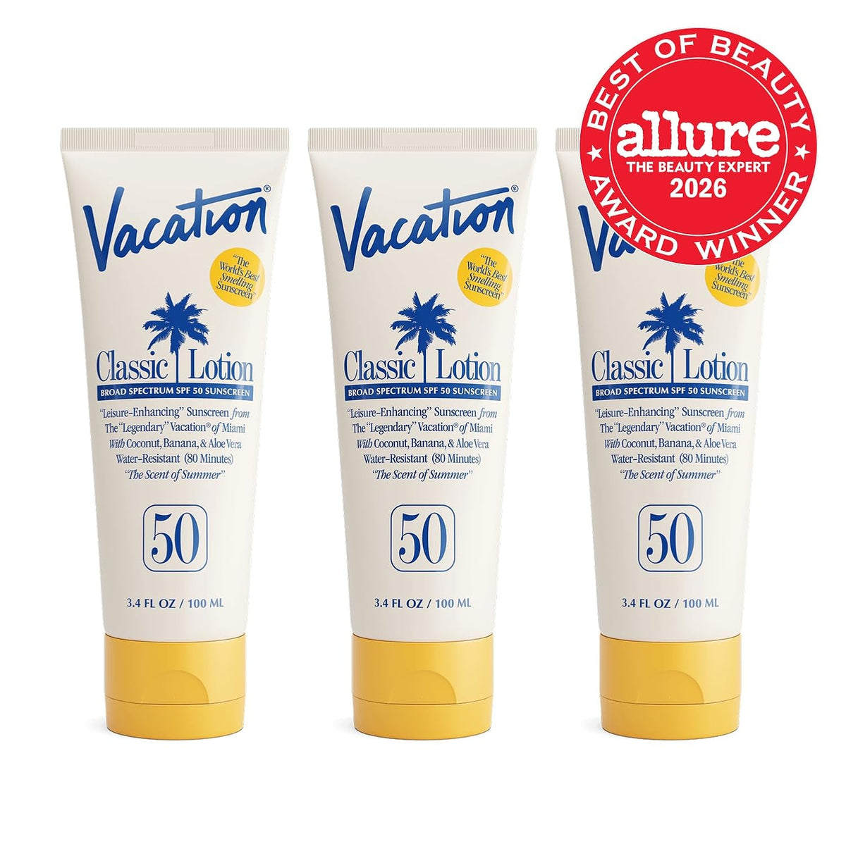 Loción protectora solar Vacation Classic SPF 50, 3.4 onzas líquidas...