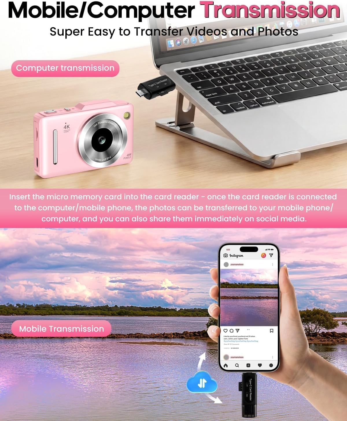 Cámara digital 4K para niños, cámara de enfoque automático de 48 MP...
