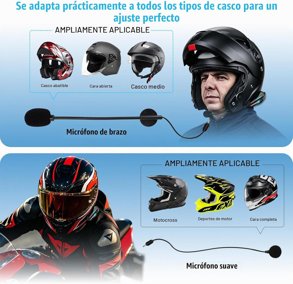 Auriculares Bluetooth para casco de motocicleta, altavoces de casco...