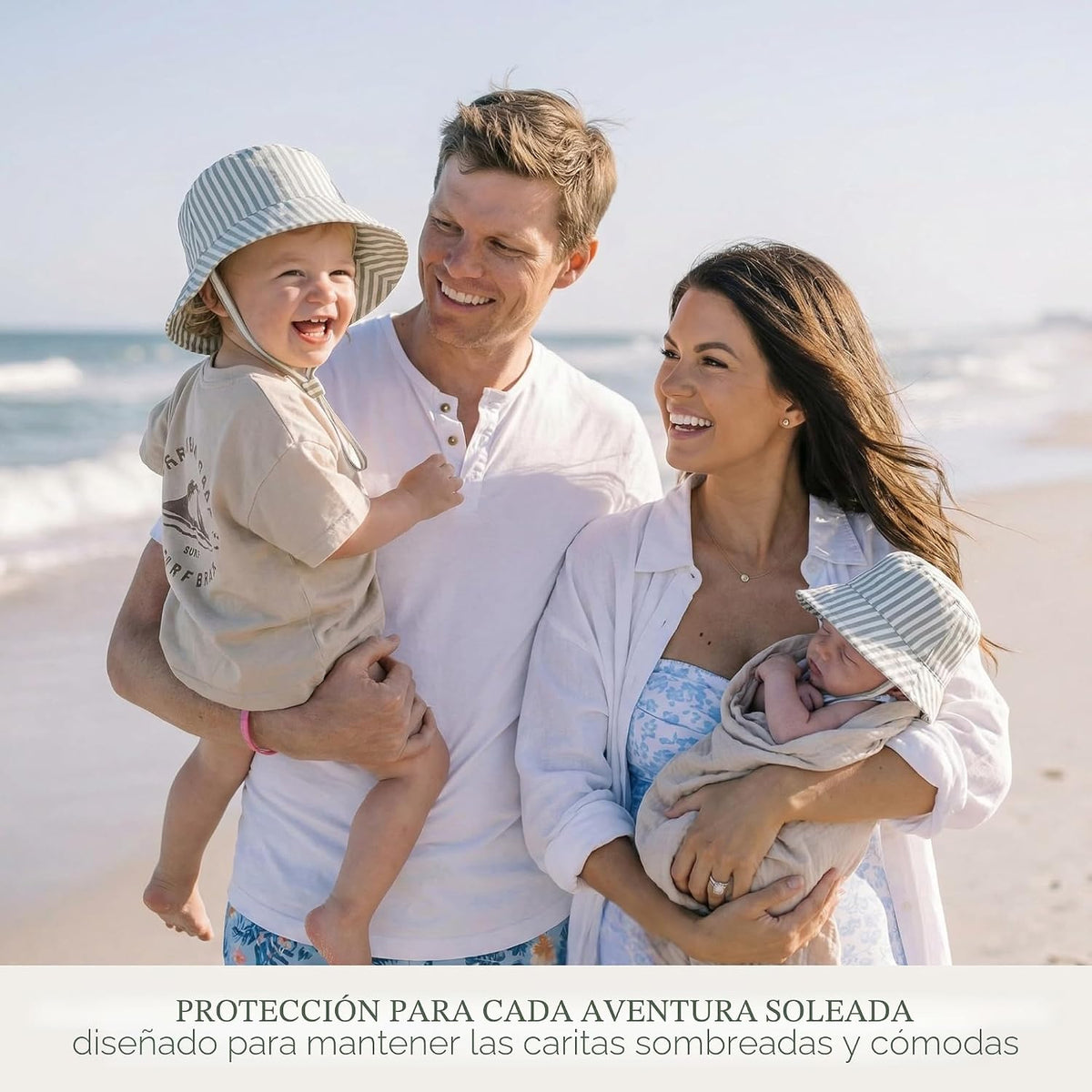 Hermoso sombrero de sol para bebé de 0 a 6 meses, ajustable con pro...