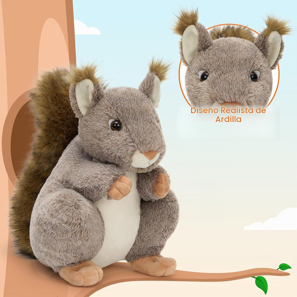 MaoGoLan Ardilla gigante de peluche, 17.7 pulgadas, realista, ardil...