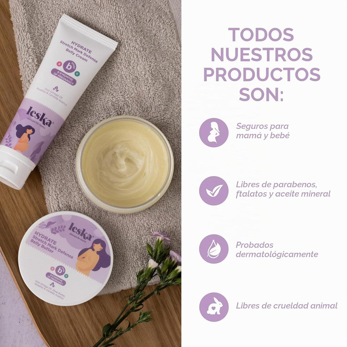 Leska Crema para estrías de maternidad | ETAPA B: Crema hidratante...