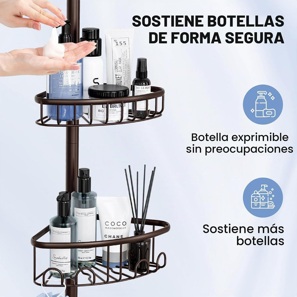 Organizador de Esquina para Ducha con Poste de Tensión: Organizador...