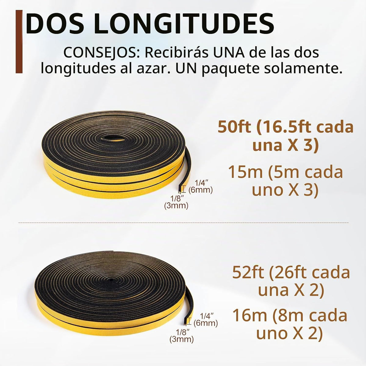 Yotache Cinta de Sellado de Espuma 3 Rollos 1\/4" An x 1\/8"...