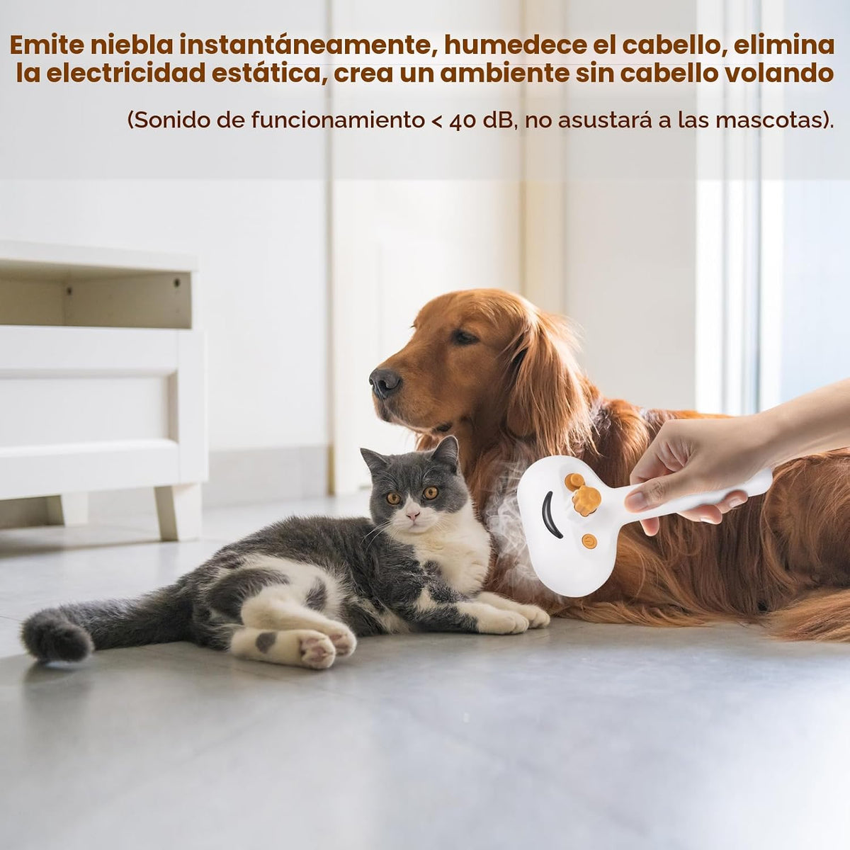 Cepillo de vapor para mascotas para perros y gatos, incluye 2 champ...