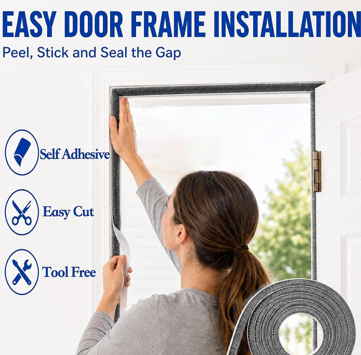 ZOMPAGO Burlete para puertas/ventanas, 2 rollos de 0,9 x 0,4 pulgad...