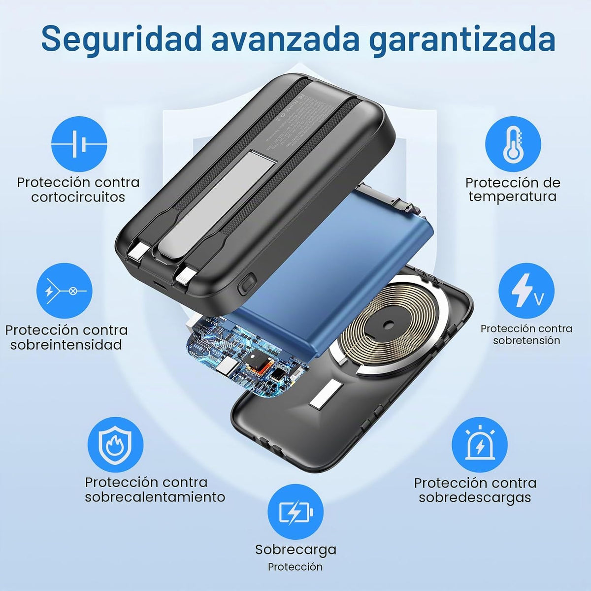 VTIAEK Banco magnético de energía 16800mAh con cables incorporados...