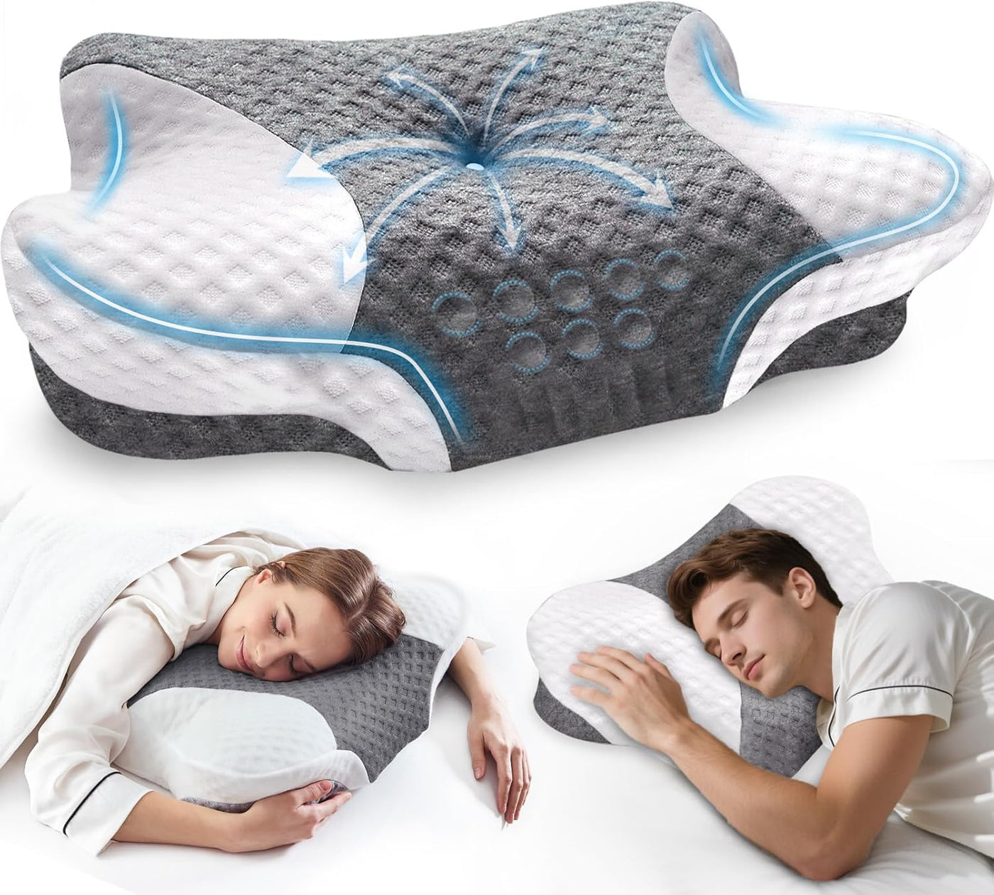 Almohadas cervicales para el cuello con espuma viscoelástica, almoh...