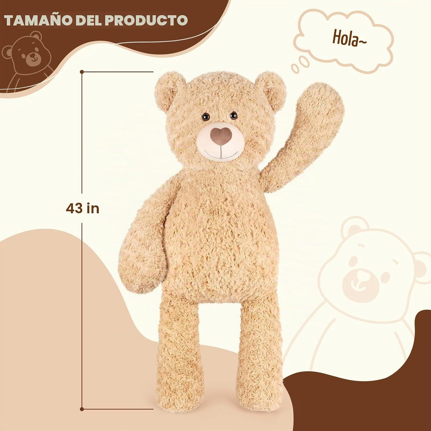 SuzziPals Oso de peluche gigante de 43 pulgadas, animales de peluch...