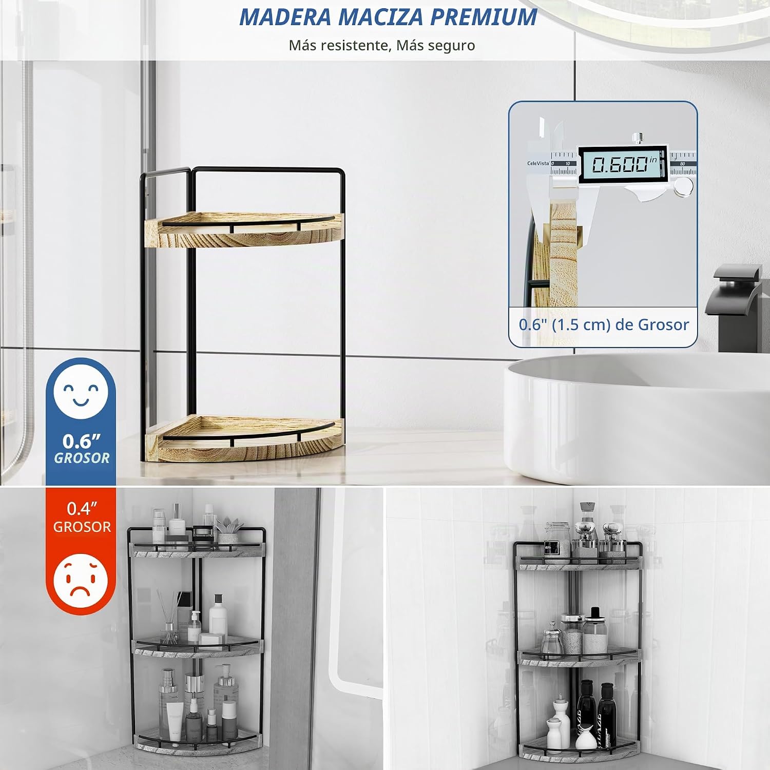 CeleVista Organizador esquinero para encimera de baño, almacenamien...