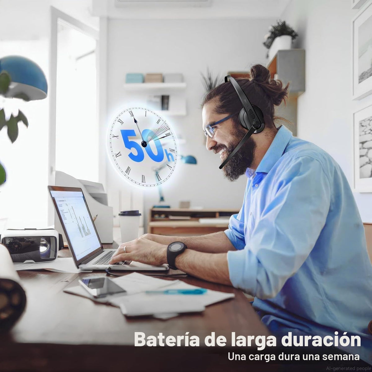 Auriculares inalámbricos con micrófono para el trabajo, auriculares...