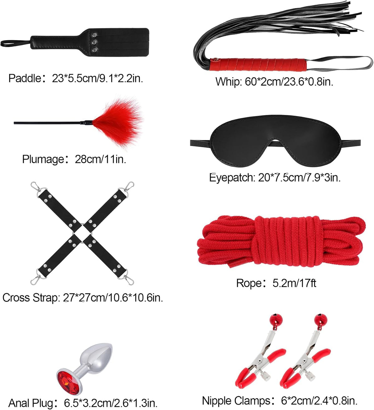 Rbenxia 12 piezas de kits de restricciones BDSM para bondage sexual...