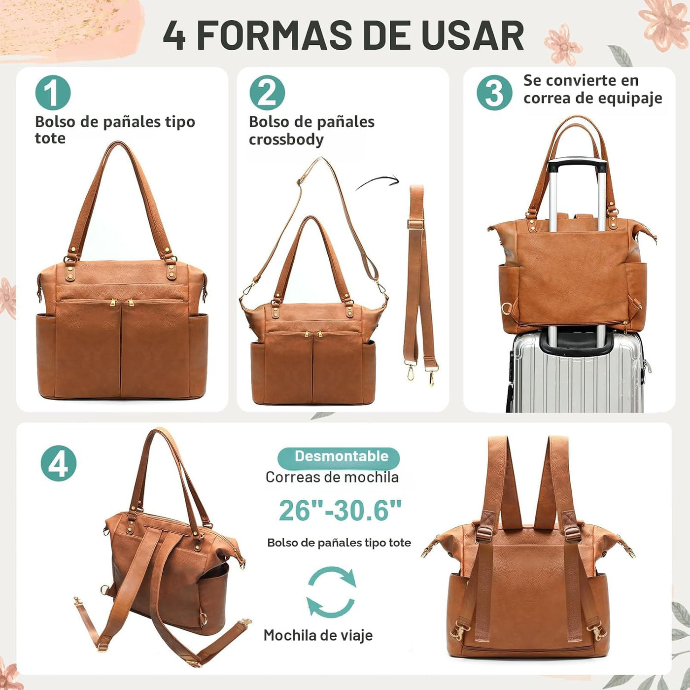 MOMINSIDE Bolsa de pañales Tote Convertible Bolsa de pañales Mochil...