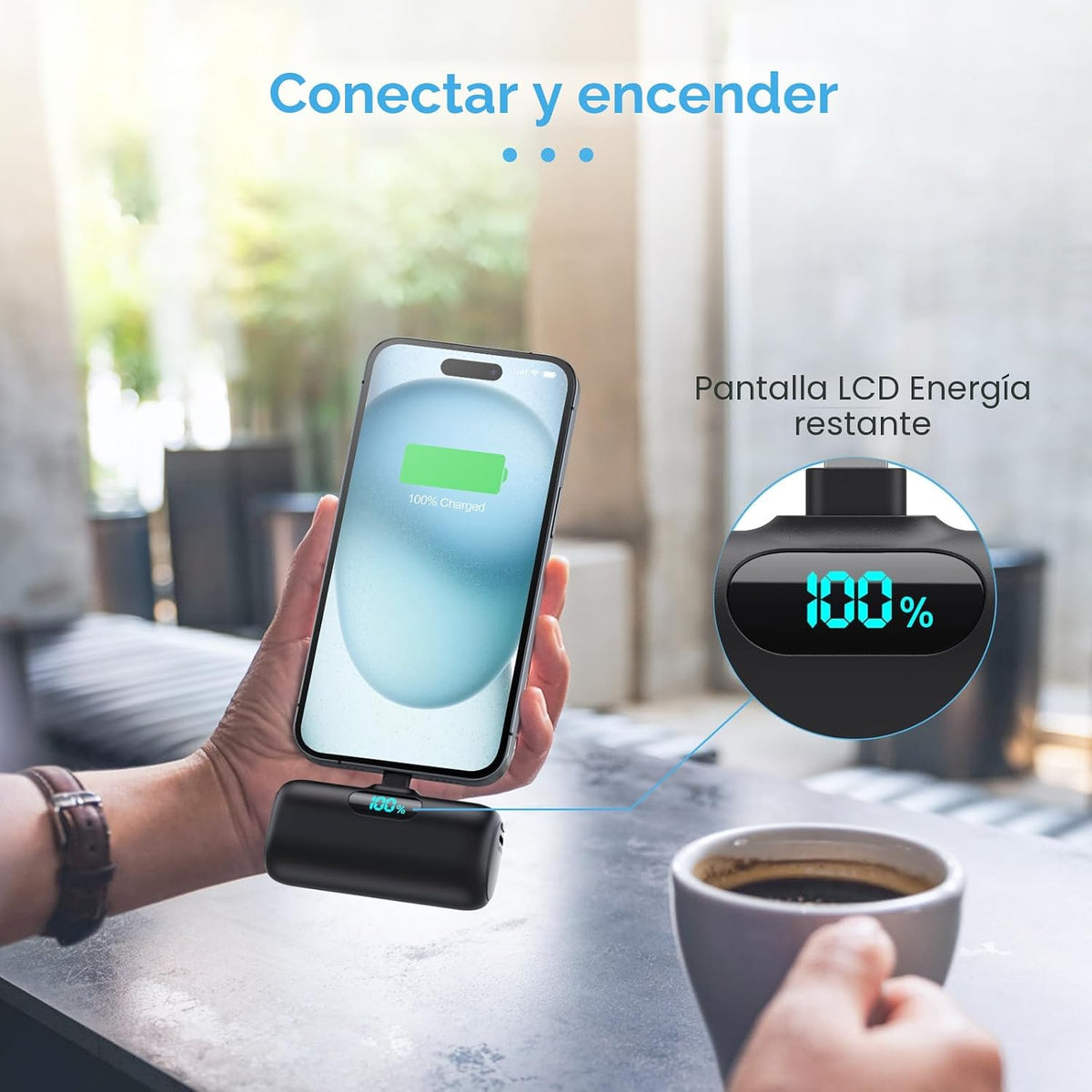 Mini cargador portátil USB C, batería mejorada de carga rápida PD d...