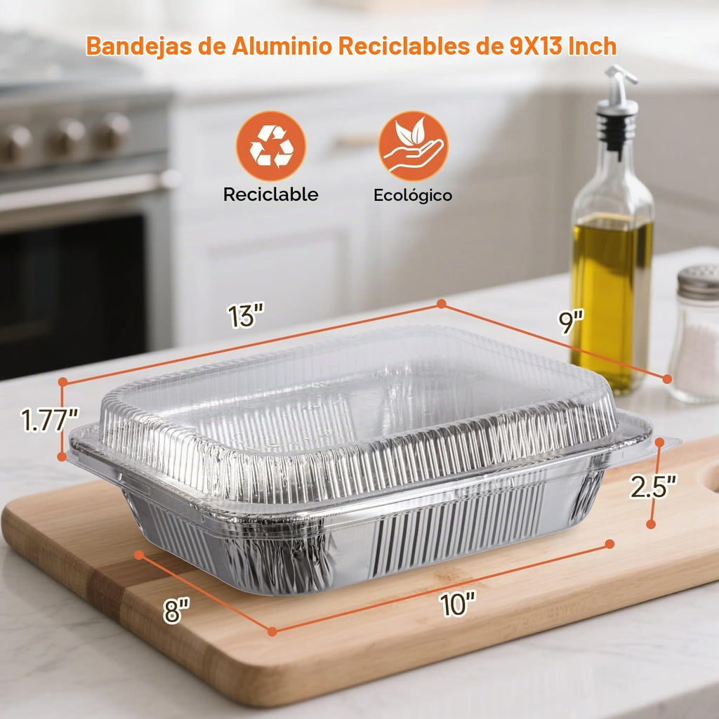 Lideropa Sartenes de aluminio con tapas transparentes de 9 x 13 pul...