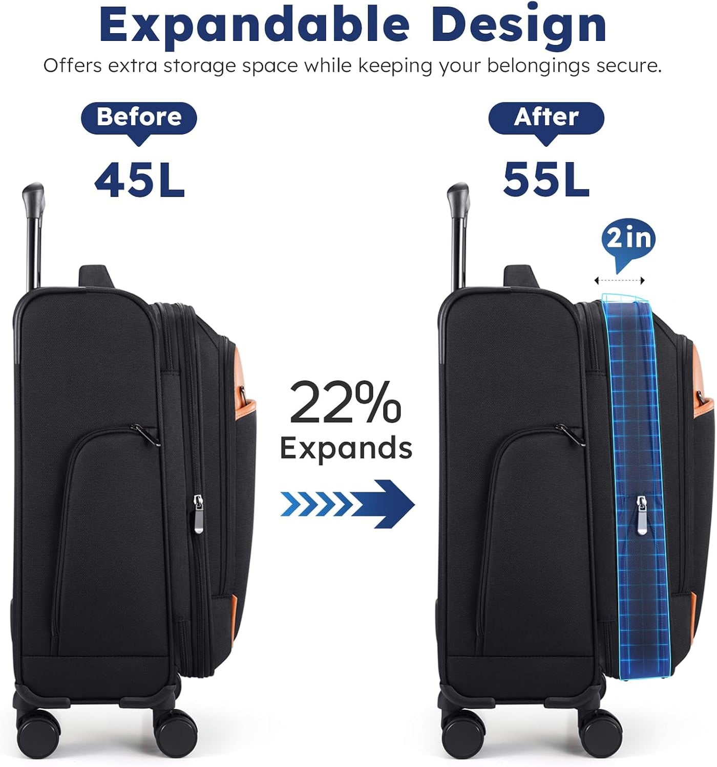 Softside - Maleta de mano expandible con apertura superior de 20 pu...