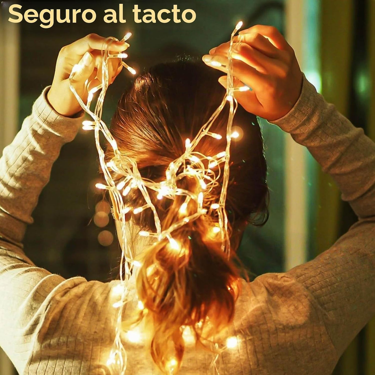Guirnalda de 200 luces LED conectables con control remoto, blanco c...