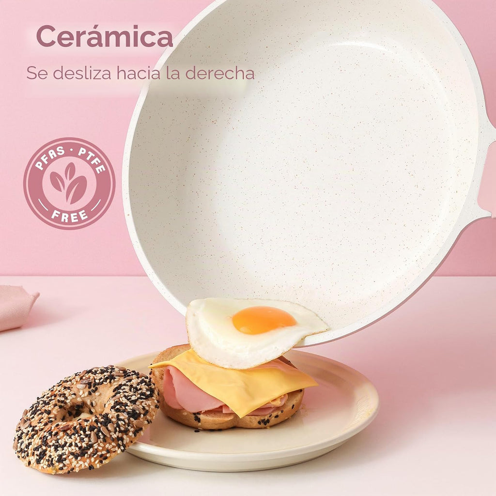 SENSARTE Juego de utensilios de cocina de cerámica antiadherente gr...