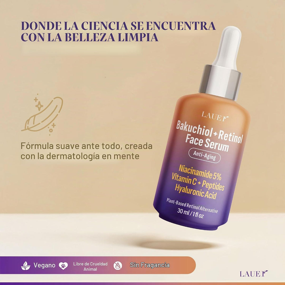 Bakuchiol - Suero de retinol para cara con vitamina C ácido hialuró...