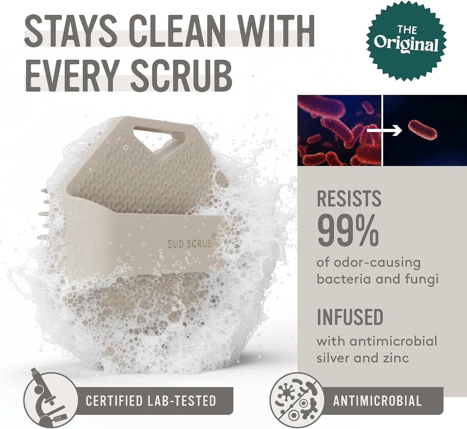 Sud Scrub® Depurador corporal de silicona antimicrobiano, cepillo e...
